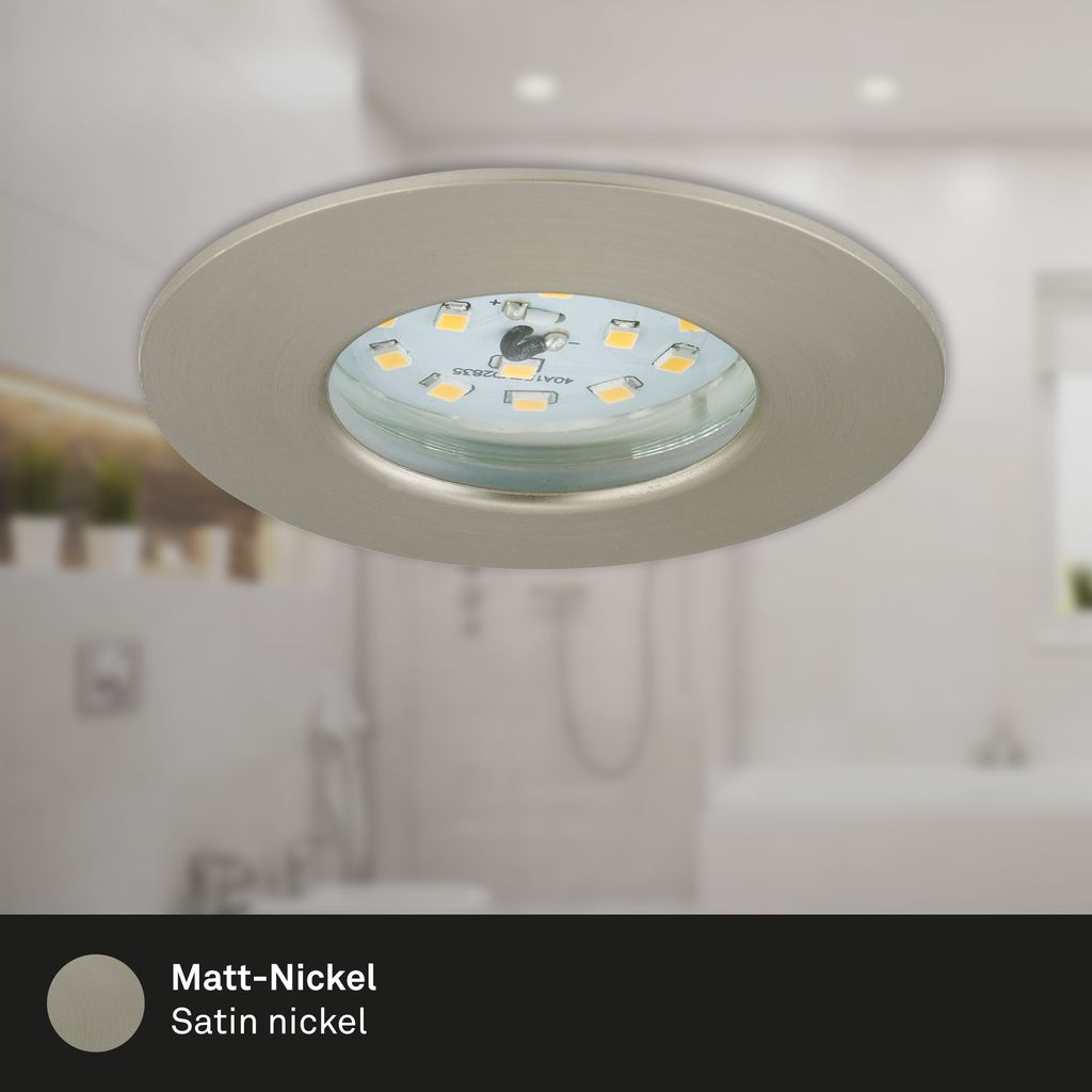 LED Einbauleuchten 3er Set IP44 5W silber Kunststoff Ø7.5cm Briloner 16