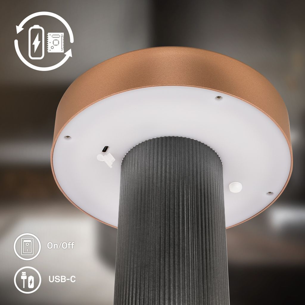 Bito Table Lamp - 3W, 300lm, Cordless, LED, Dimmable, Warm White, Metallic Anthracite