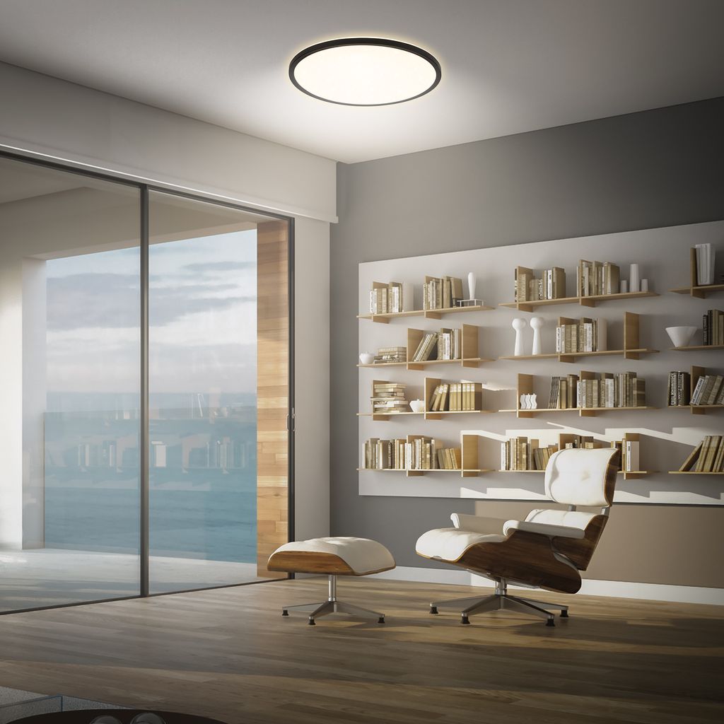 Slim LED Panel Ø37,5 cm - 22W, 3000lm, Fernbedienung, Dimmbar, Schwarz