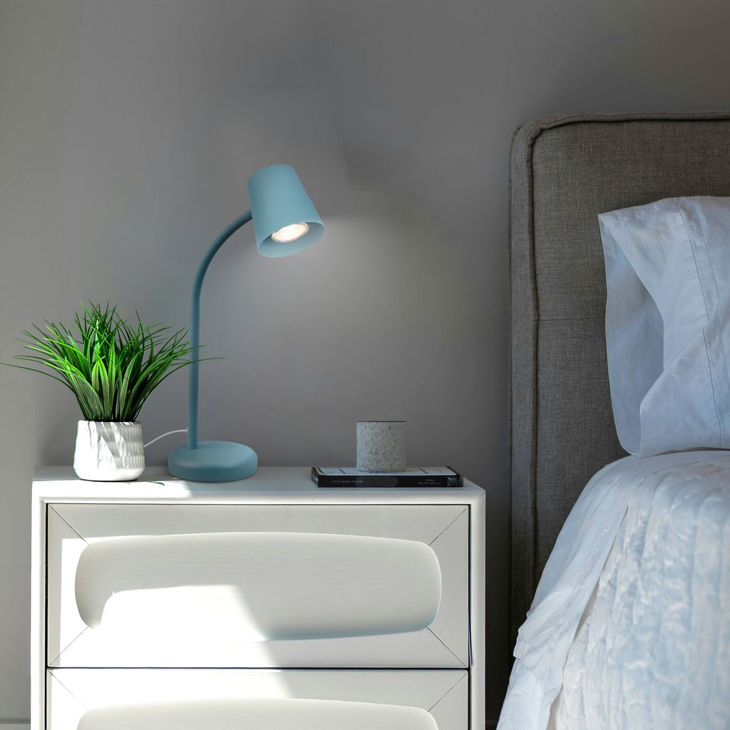 Lampe de table, 38,5 cm, 1x Gu10, max. 9W, Bleu de pigeon