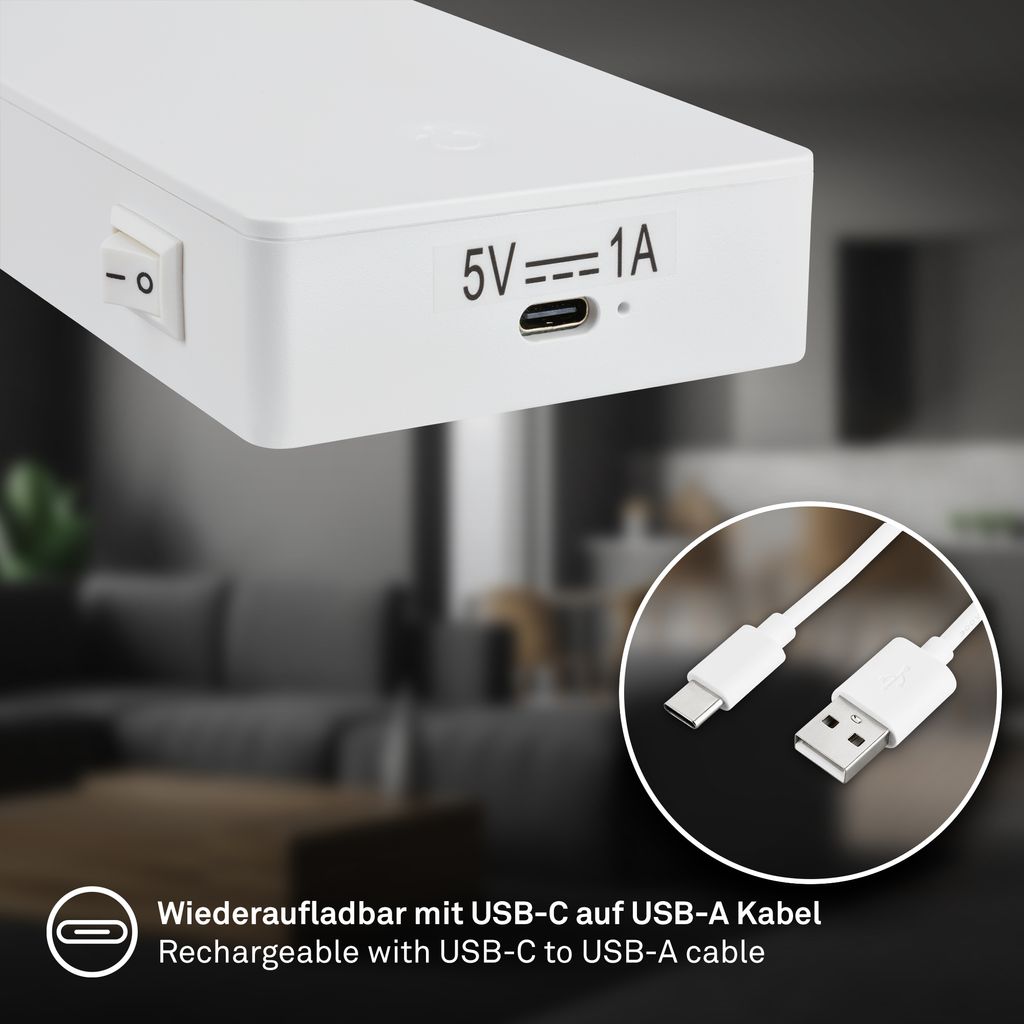 Smooth Reading Lamp - 2W, 150lm, Rechargeable Battery, LED, Dimmable, White