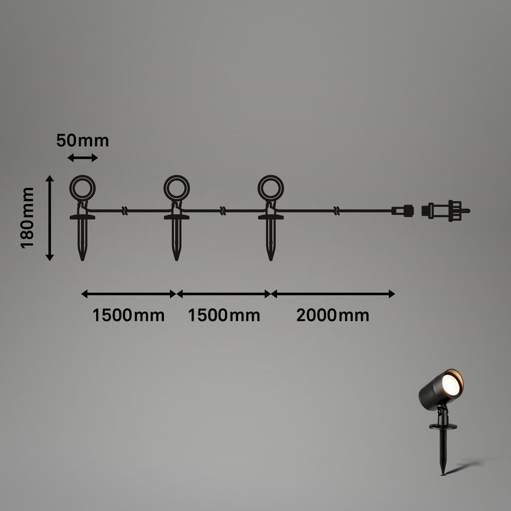 Briloner LED Gartenstrahler, Stecker, Spritzwasserschutz, schwenkbar