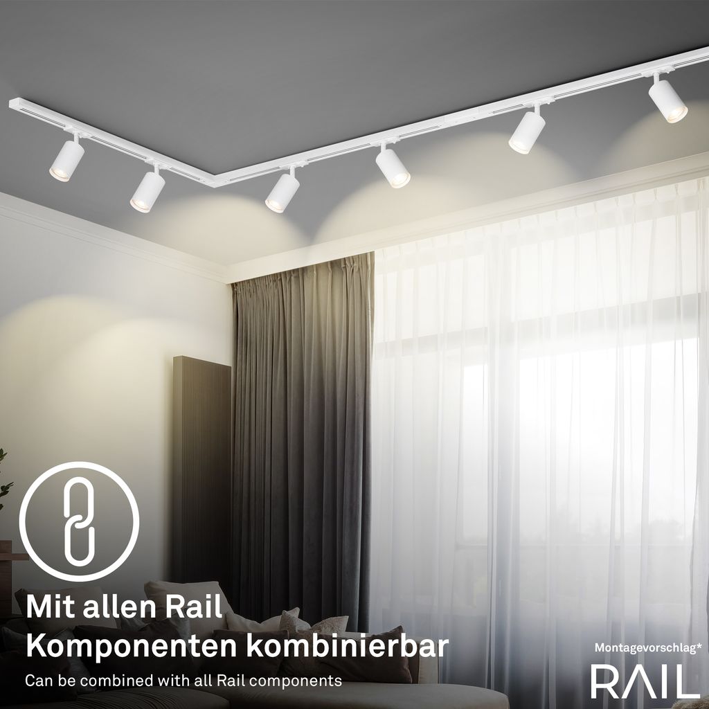 Briloner Rail Schienensystem. Mitte. Zubehör. Erweiterungskomponente. Weiß. 203 cm 4