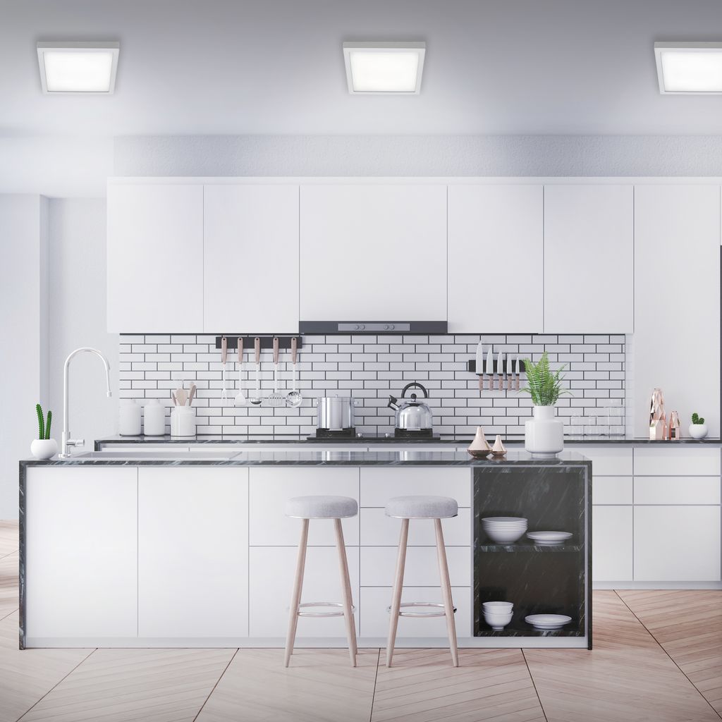 LED Aufbauleuchte Deckenlampe 21 W Quadratisch 4000K Chrom-Matt Briloner 10