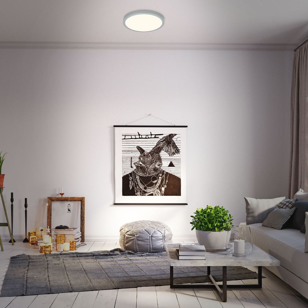 CCT LED surface-mounted luminaire Ø 38 cm, LED board, 22 W, 2900 lm, silver