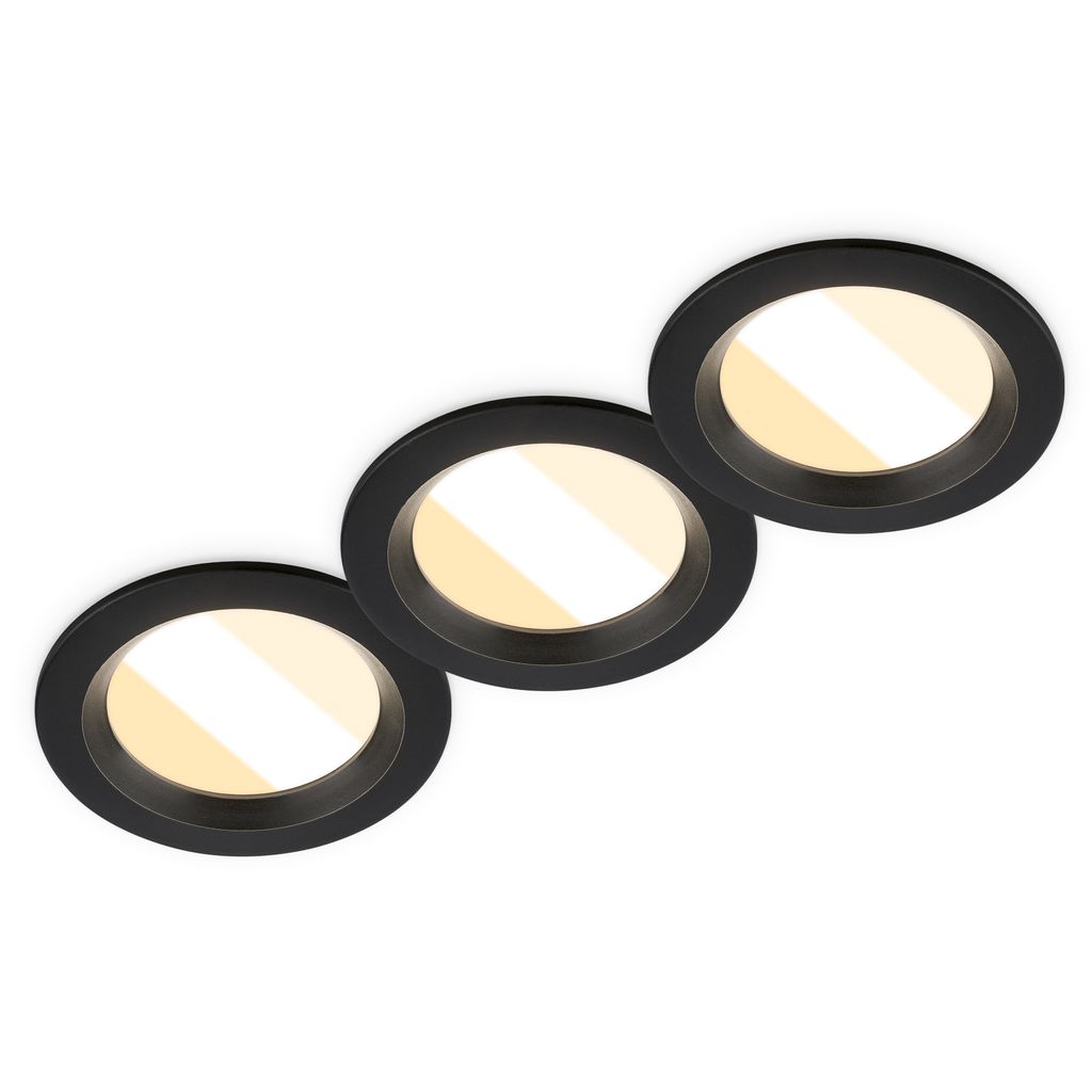 Briloner Raynolt LED Einbaustrahler 68mm 3er Set - 230V, 3,5W, 450lm, CTS Schalter, Schwarz