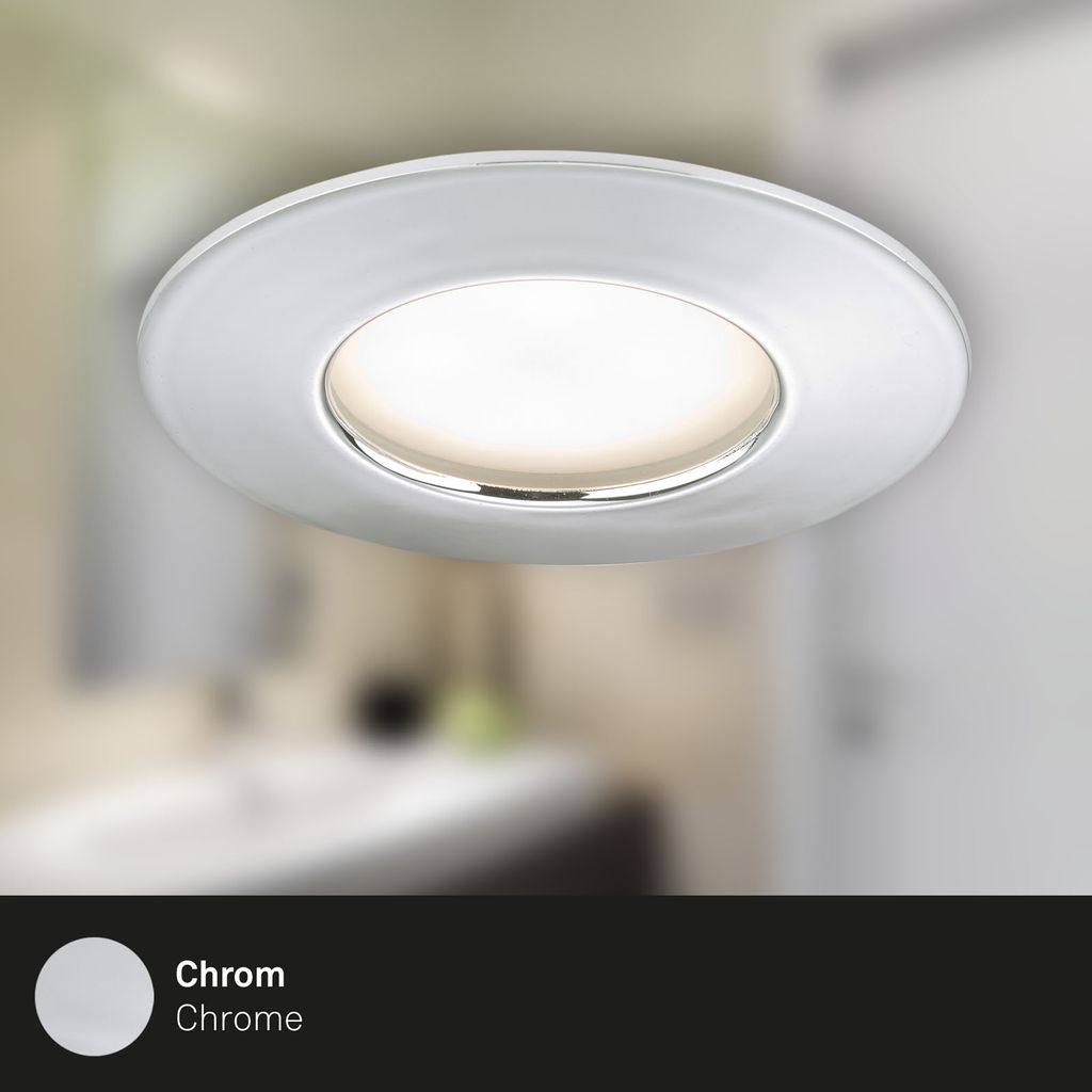 LED Einbauleuchte 3er Set 5W 3000K IP44 Ø7.5 cm Chrom Kunststoff Briloner 3