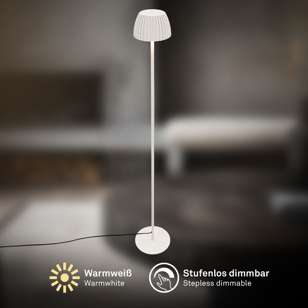 LED Floor Lamp Off-White – Touch Dimmer, USB-C, 8W, 1240mm, Warm Light