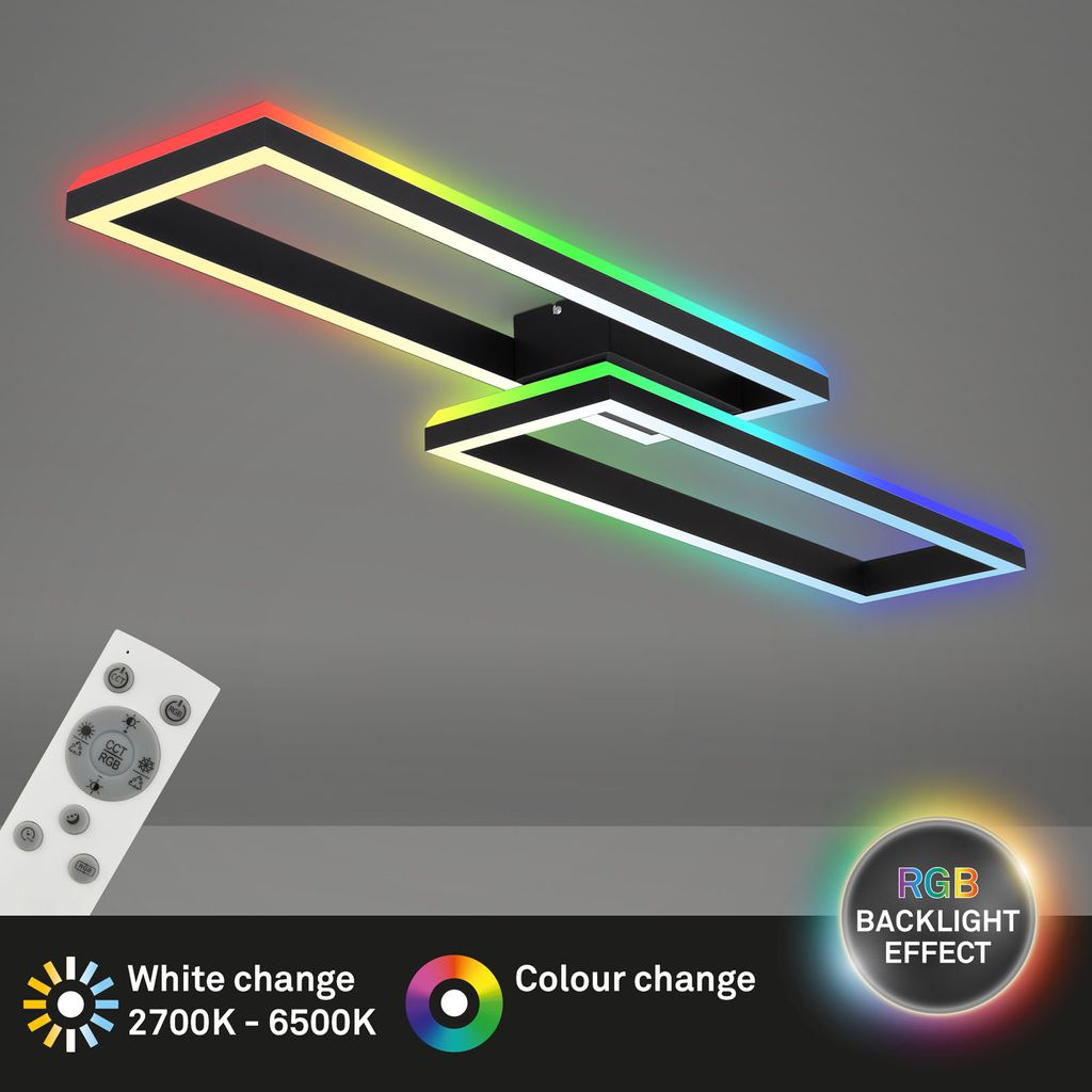 RGB CCT LED ceiling light, 119.5 cm, LED board, 45 W, 4400 lm, black