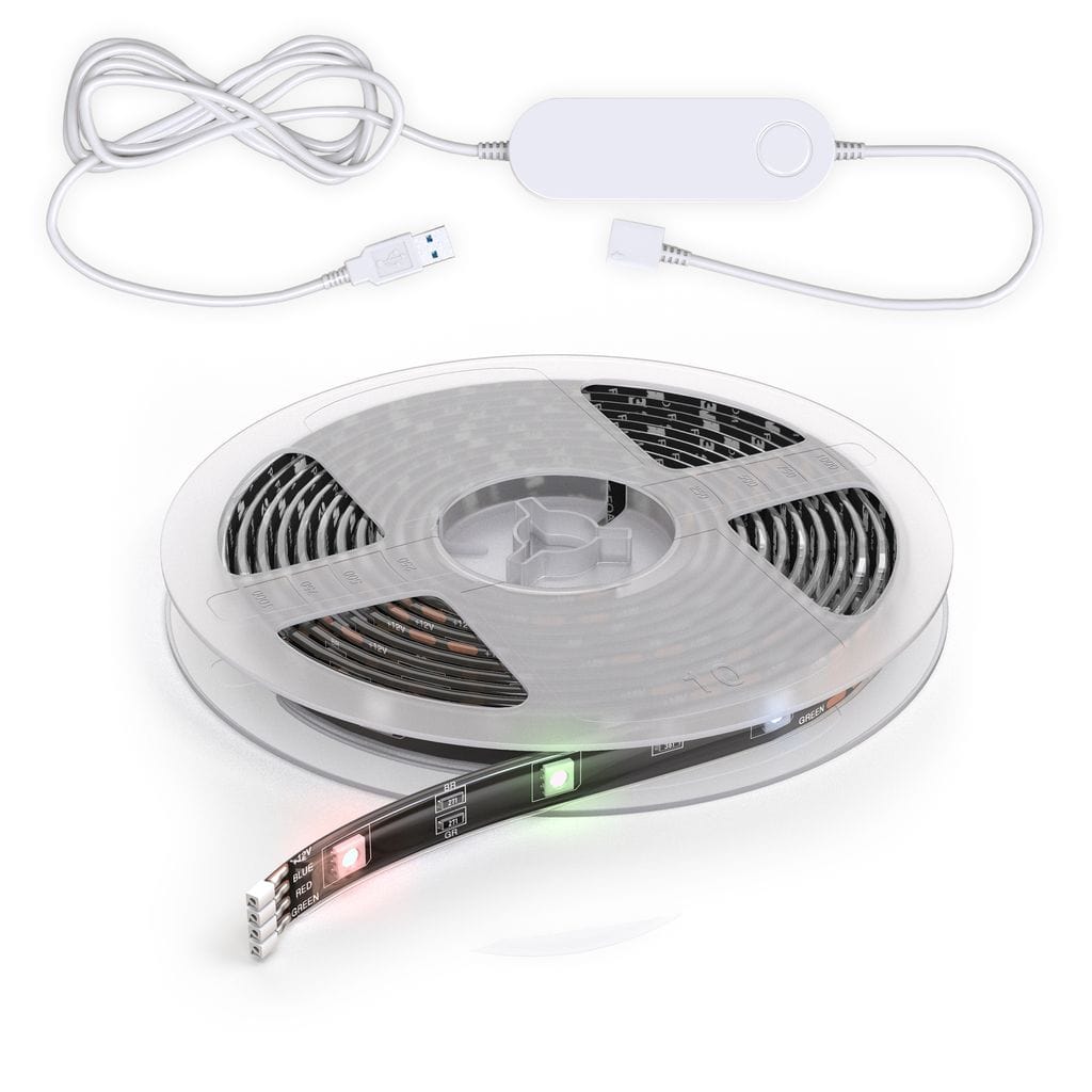 B.K.Licht Smart LED Stripe, 2m/78.7in, Works with App, Alexa, Google Home, Colour Change via Smartphone, WiFi, USB Powered, Self-Adhesive, Silicon Coat, RGB, Voice Control, Black, IP20