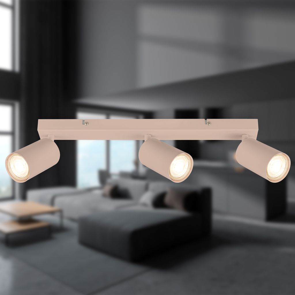 Tib Deckenstrahler, Schwenkbar, On/Off via Wandschalter, 3-flammig, Beige