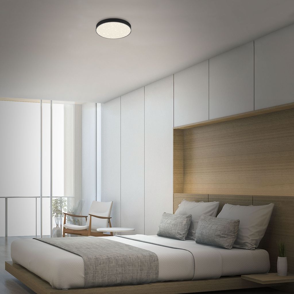 LED Aufbauleuchte rahmenlos Sternenhimmel 16 W schwarz Metall Ø21.2cm Briloner 3