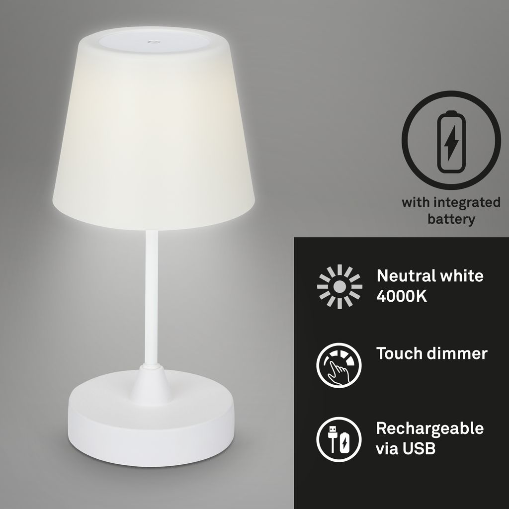 Touch LED External Table Light, Ø30 cm, LED -module, 3 W, 340 lm, wit