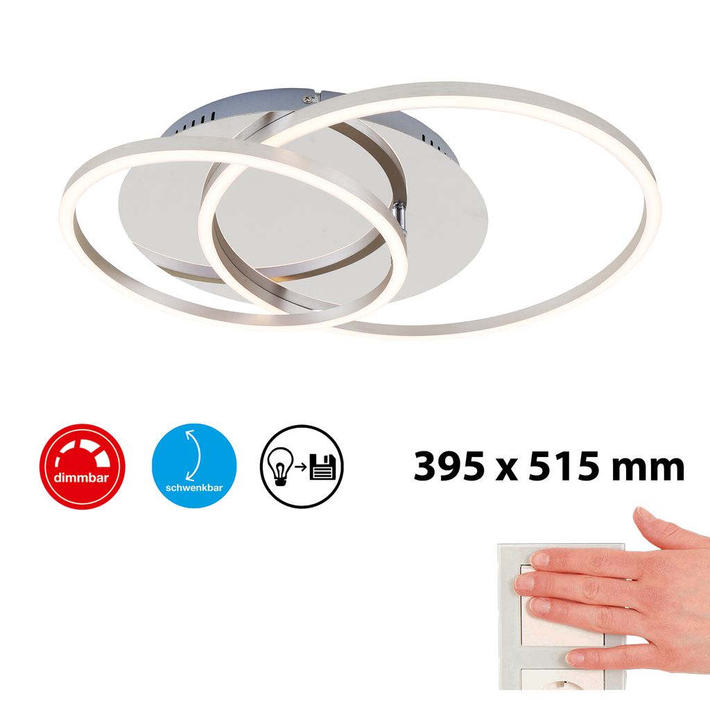 LED Deckenleuchte Deckenlampe dimmbar Chrom-Alu 3000K Ø 30cm 40 W Briloner 6