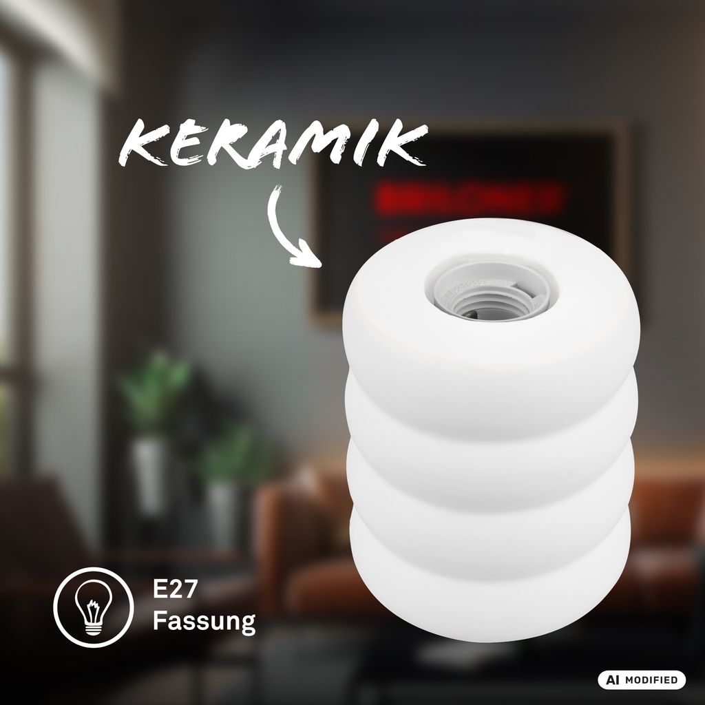 Foam Tischlampe - mit Schalter, Keramik, E27 Fassung, Weiß-matt