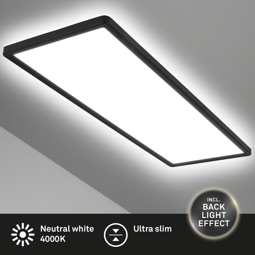 Briloner Deckenlampe LED Panel Ultra Flach Backlighteffekt Schwarz 1