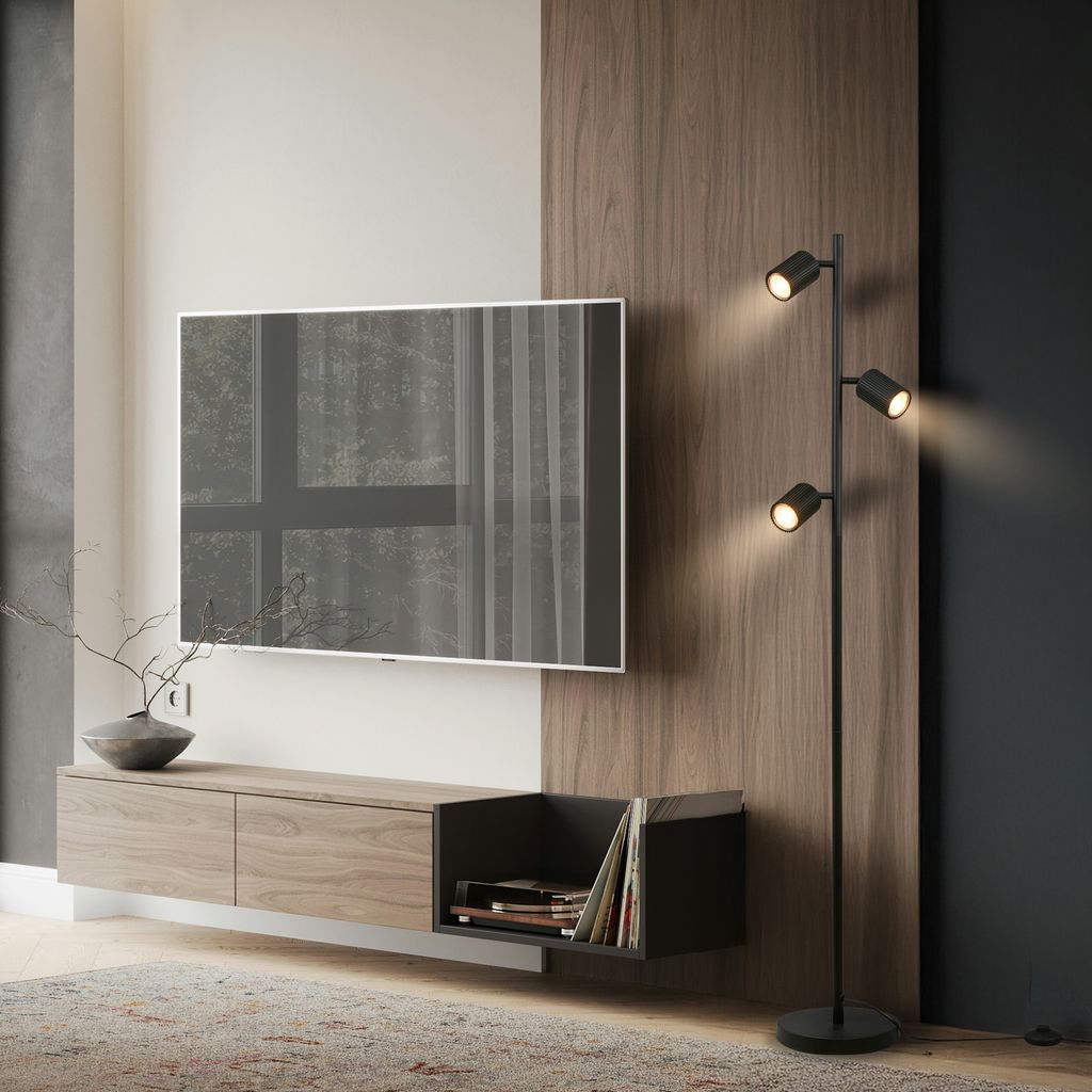 Ida Stehlampe - Schalter, Schwenkbar, GU10 Fassung, max. 9W, Schwarz