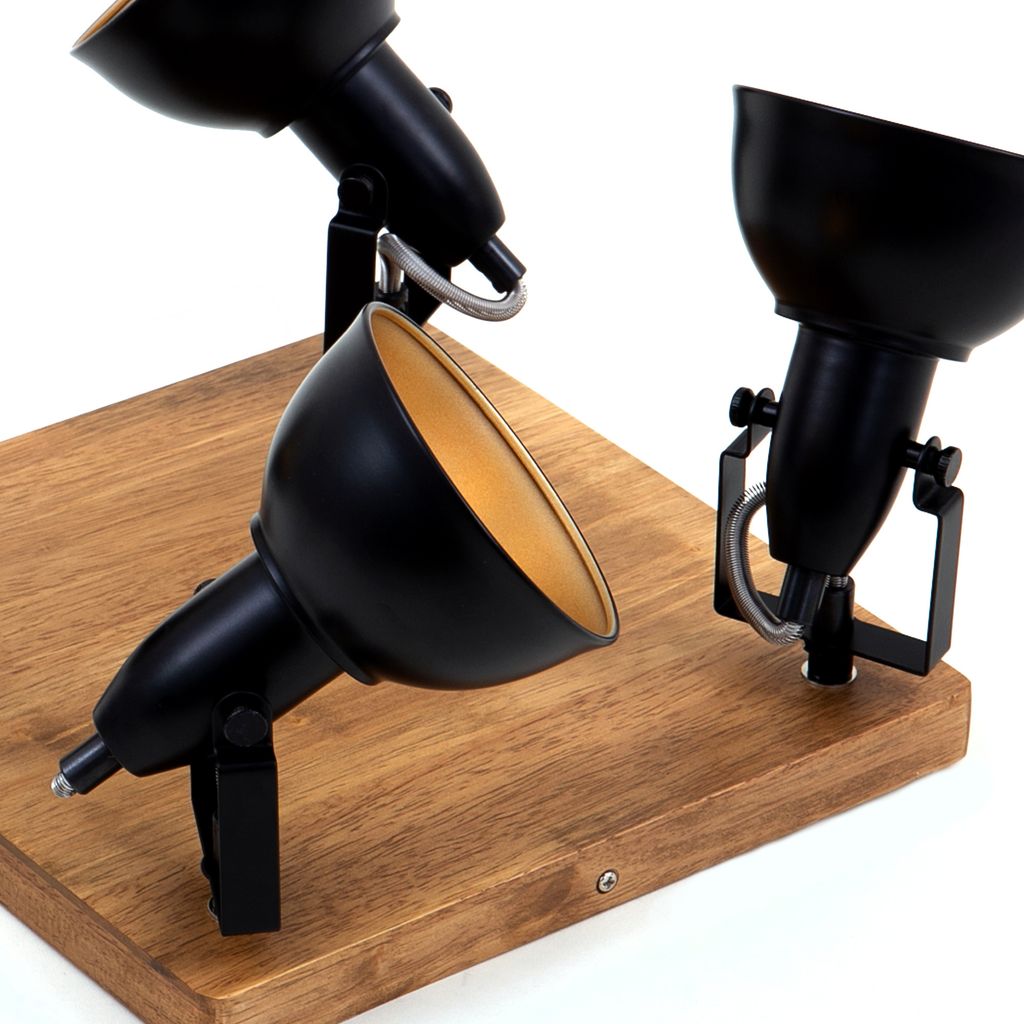 Spotleuchte dreh- & schwenkbar 4x E14 25 W Schwarz-Gold Holz Briloner 16