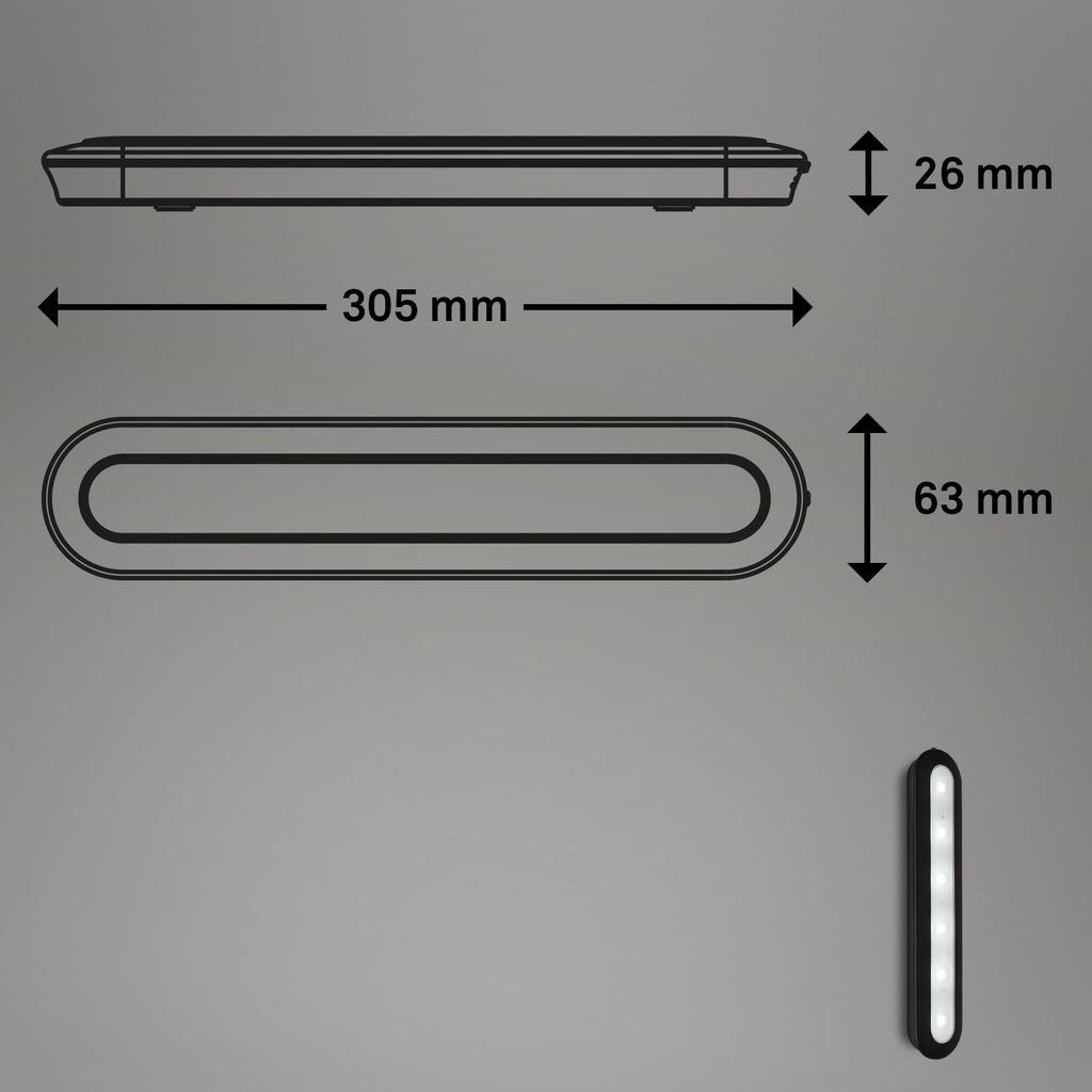 Briloner Leuchten ROW - Plug&Play - 2281015 - inkl. Bewegungsmelder - Hell-/Dunkelsensor - Erfassungsbereich 3 m - Batterien inkl. - 30.5 x 6.3 x 2.6 cm 6
