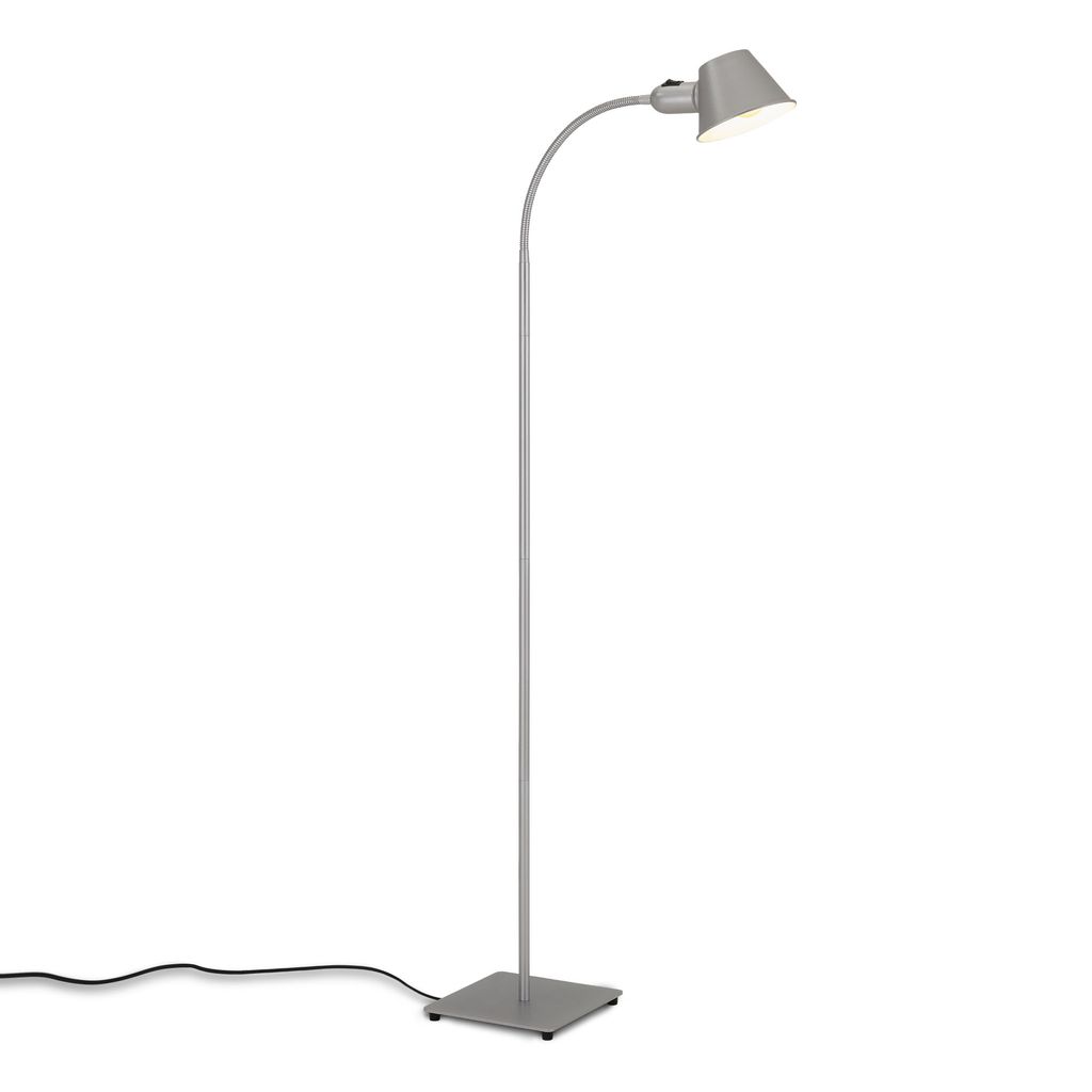 Briloner Leuchten - Stehlampe flexibel. Stehleuchte verstellbar. Kippschalter. 1x E27 Fassung max. 10 Watt. inkl. Kabel. Chrom-Matt. 152 cm 1