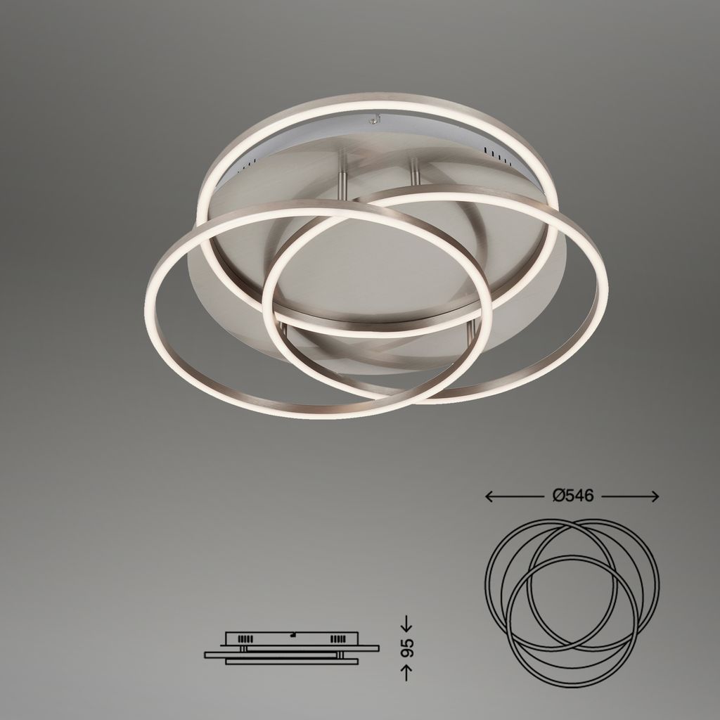 LED Deckenleuchte, Ø 52,5 cm, 56 W, Matt-Nickel