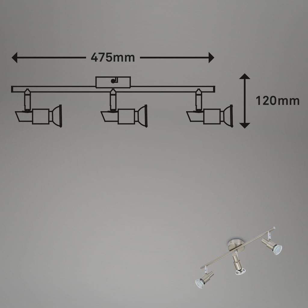 LED Deckenspot ? 3-flammig, GU10 9W, dreh- & schwenkbar, Warmweiß, Matt-Nickel