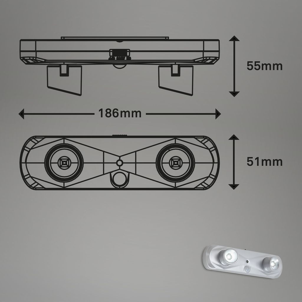 LED Klemmleuchte Steckerleuchte 18,6 cm 2x0,17W 17lm silber