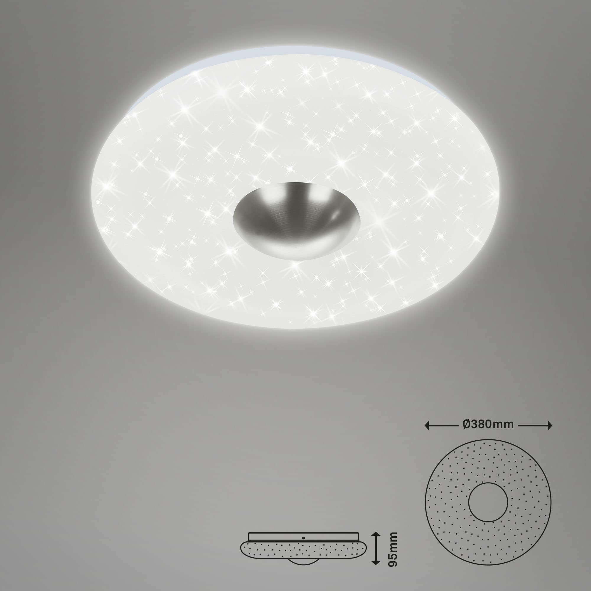LED Deckenleuchte, Ø 38 cm, 18 W, Matt-Nickel-Weiß