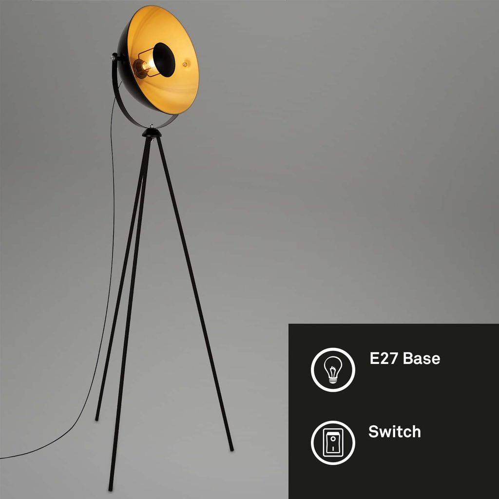 Retro-Stehleuchte BRILONER LEUCHTEN SAND. 60 W. IP20. schwarz-gold. Metall. exkl. 1x E27. 58 x 34.5 x 148 cm 5