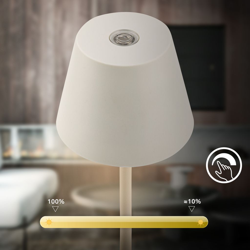 Kiki Nano Tischlampe - 1,5W, 130lm, Akku, LED, Dimmbar, Warmweiß, Altweiß