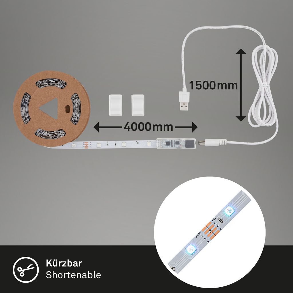 LED Streifen, 400 cm, USB, 6W, weiß