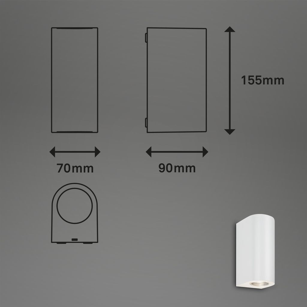 LED Außenleuchte, 15,5 cm, 2x GU10, 4,7 W, weiß