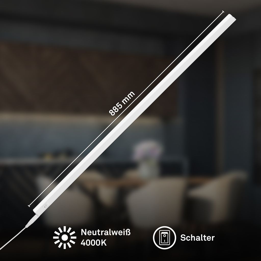 LED Unterbauleuchte 87,3 cm 10W, 1100lm, Neutralweiß, An-/Aus-Schalter, erweiterbar, Weiß