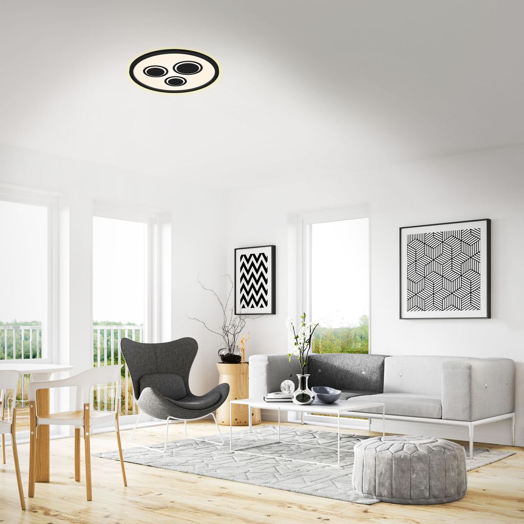 LED Panel Hintergrundbeleuchtung Aufsatzrahmen Ø42.3cm 22W Schwarz Briloner 9