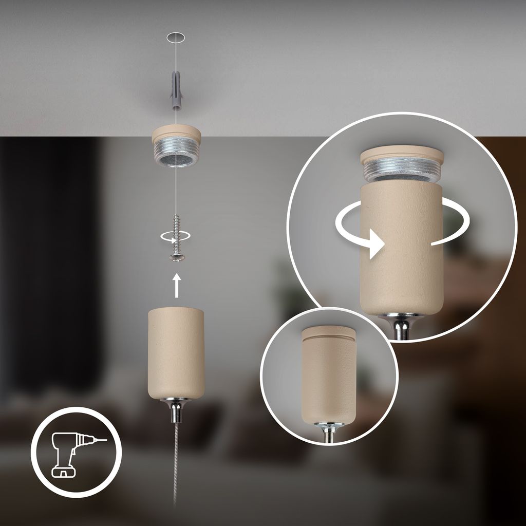 Hang Pendelleuchte - 3,5W, 280lm, Akku, LED, Höhenverstellbar, Beige