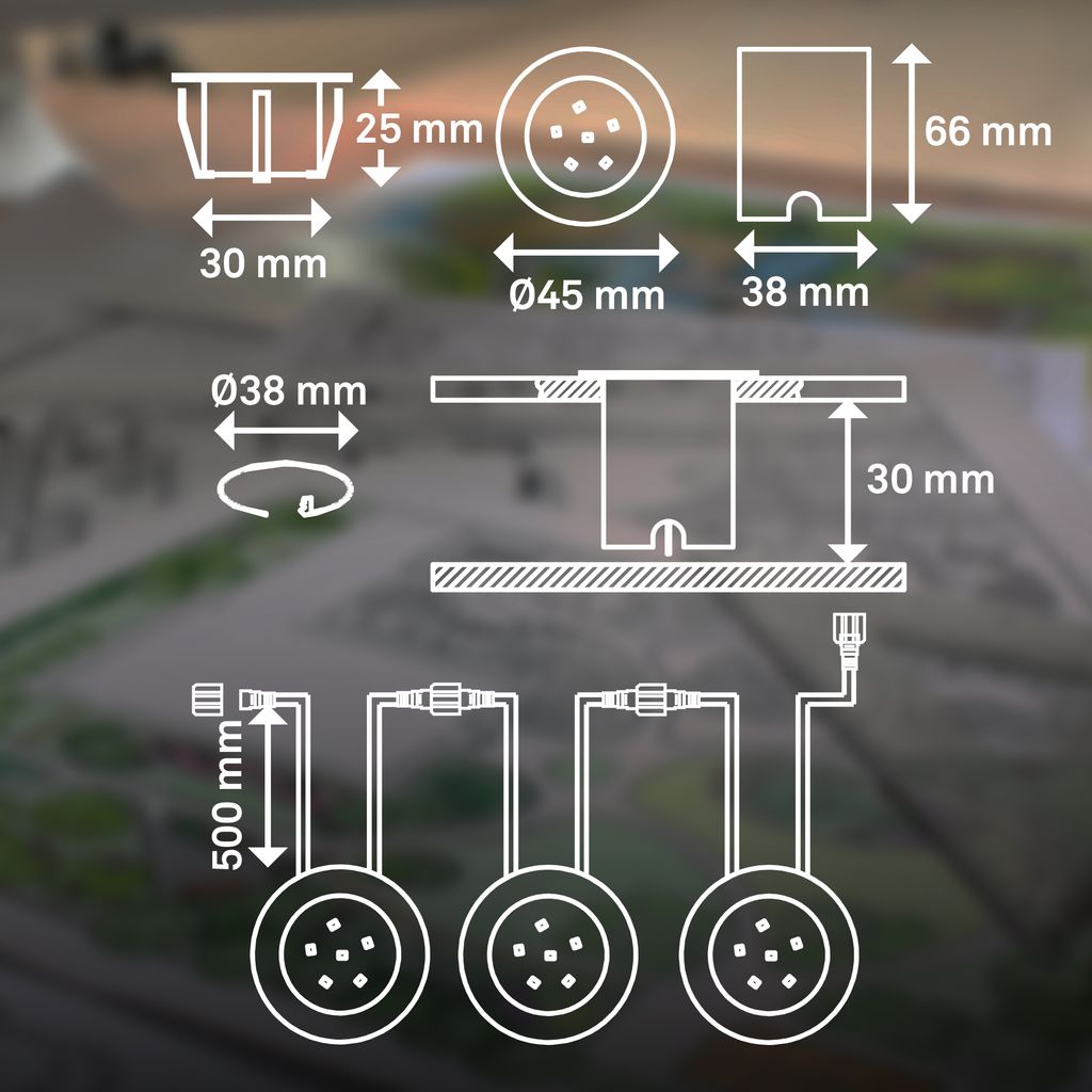 CONNECT TO SHINE Erweiterungsset Tilia mit 3er Set LED Bodeneinbaustrahler, IP67