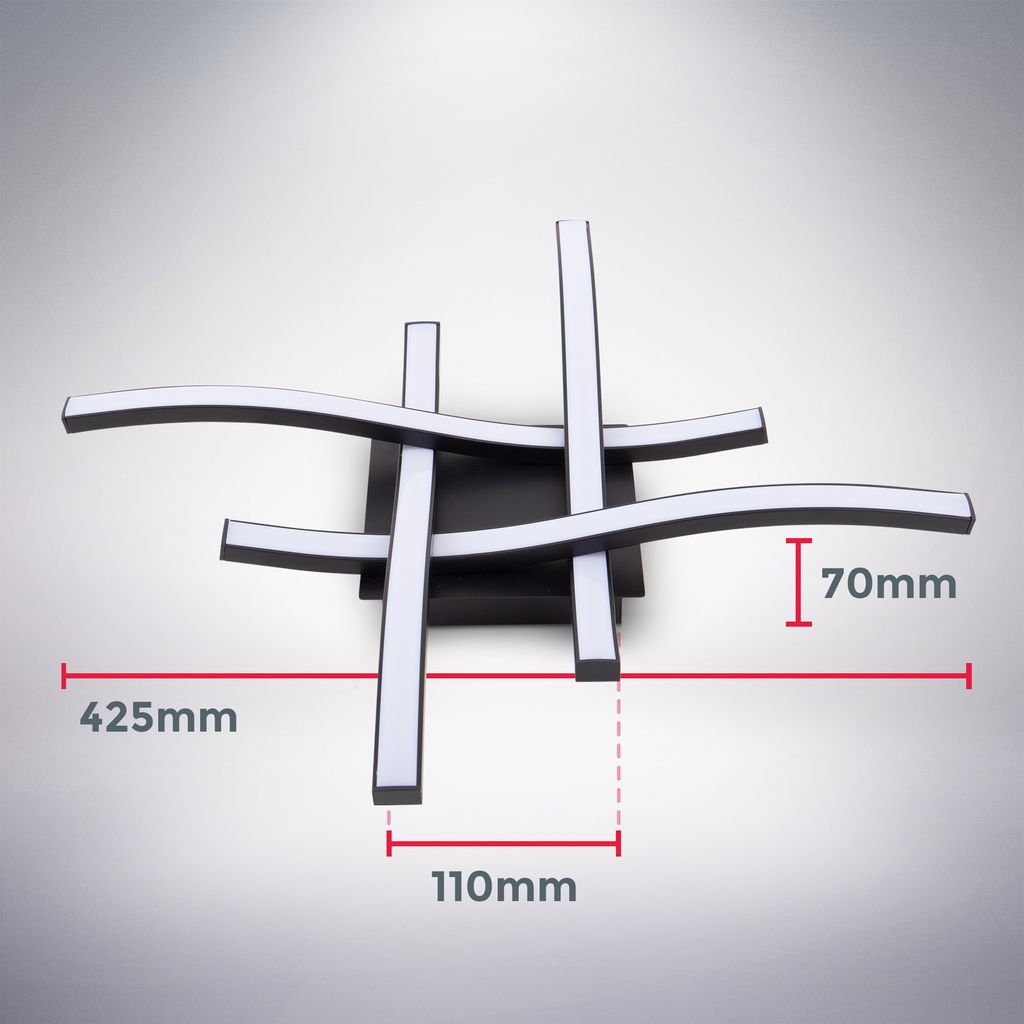 Deckenlampe 42,5x42,5 cm - 20W, 2200lm, LED, neutralweiß, schwarz