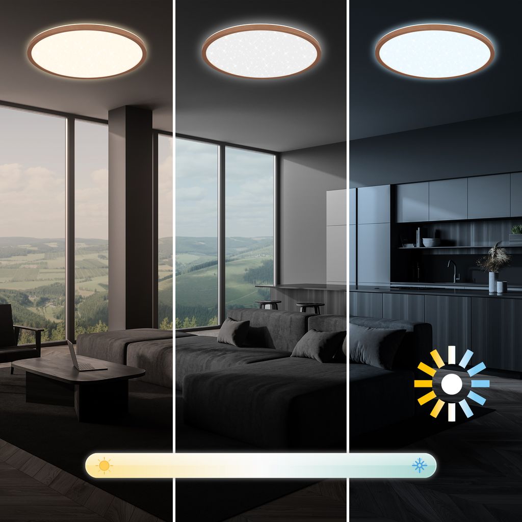 Slim LED Panel Ø37,5 cm - 22W, 3000lm, Fernbedienung, Dimmbar, Coffee