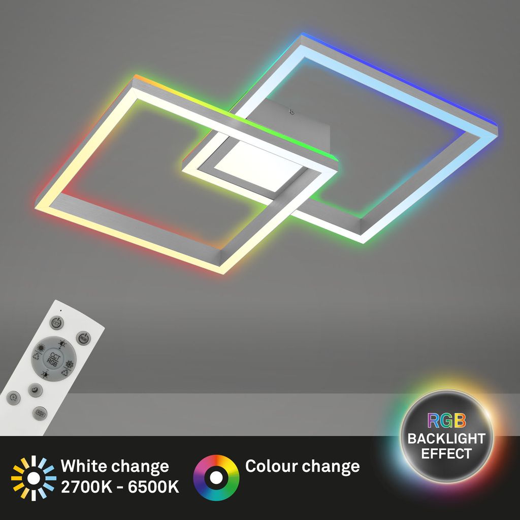 RGB CCT LED Deckenleuchte, 59,7 cm, LED-Platine, 44 W, 4400 lm, aluminiumfarbig