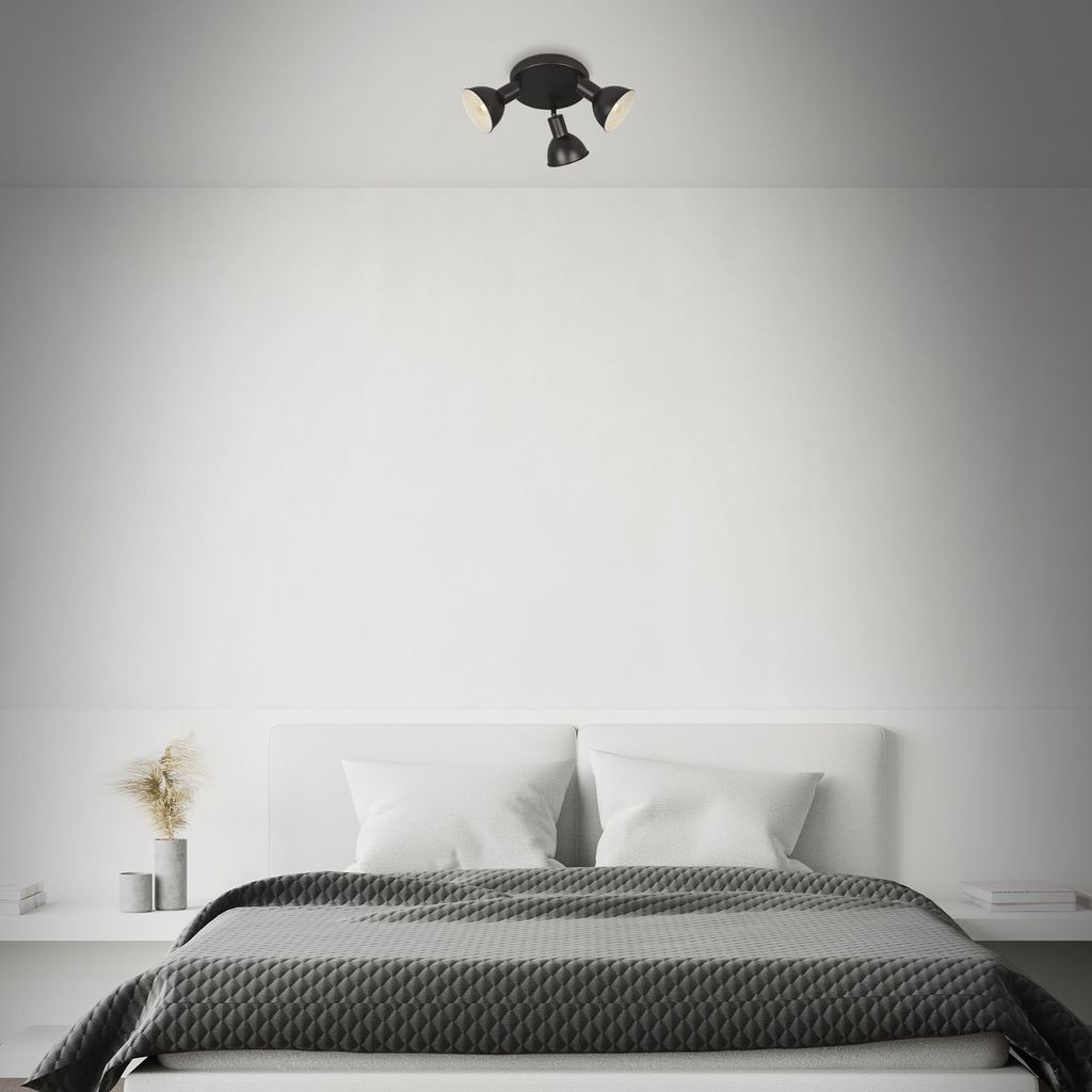 Deckenleuchte Spotleuchte vintage schwenkbar 3xE14 25W schwarz Ø19cm Briloner 3