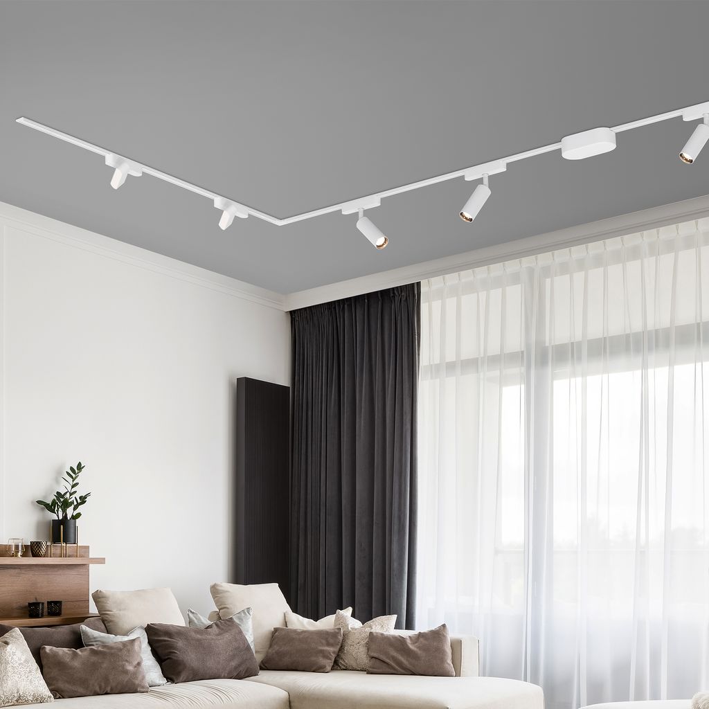 Briloner Luxtrail Schienensystem, 4x LED Spots, 2x LED Tracklight, L-Form, Weiß