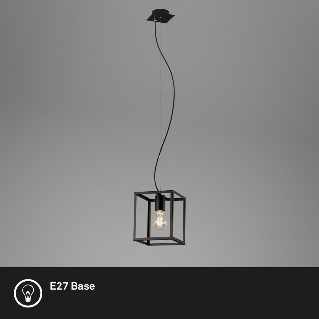 Pendelleuchte Pendellampe 1-flammig Hängelampe Black Steel 1x E27 40W Briloner 2