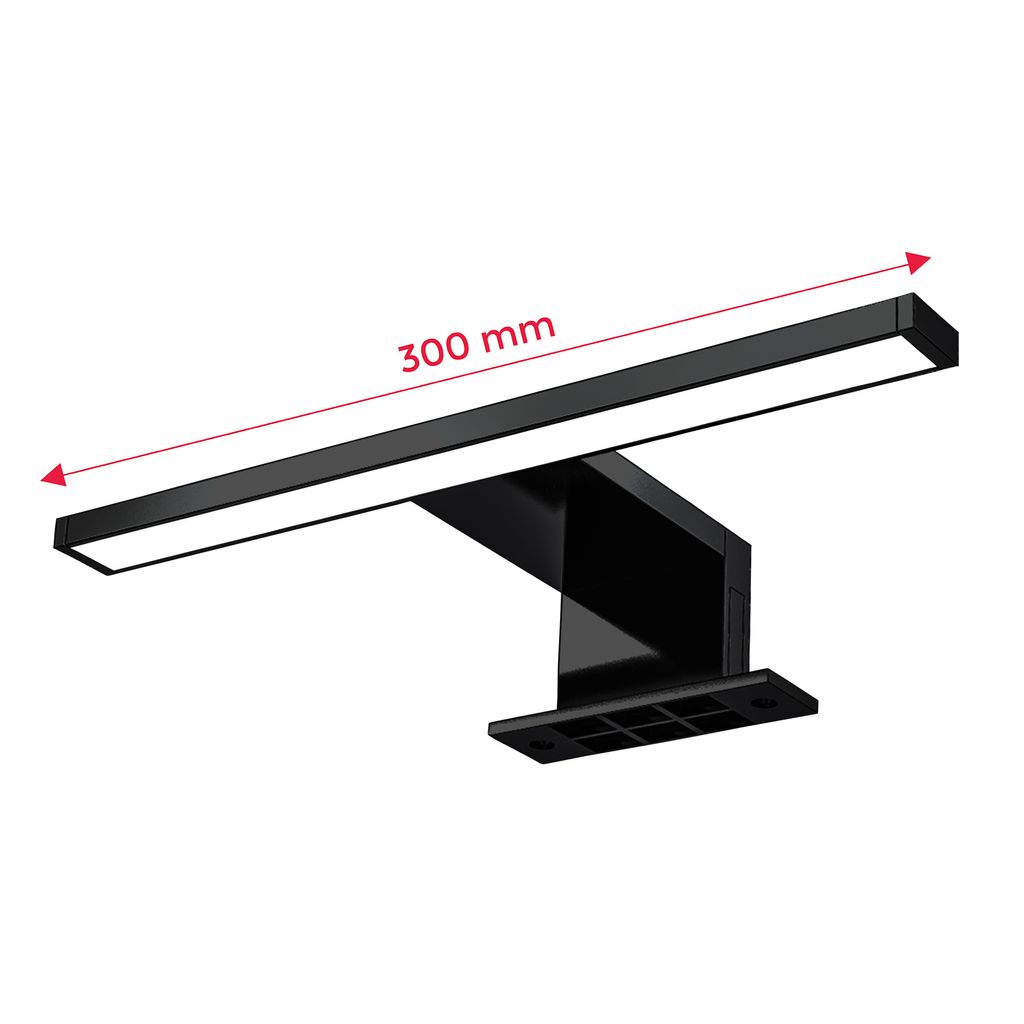 Spiegelleuchte - 5W, 650lm, LED, 2 in 1 Montage, 30cm, neutralweiß, schwarz