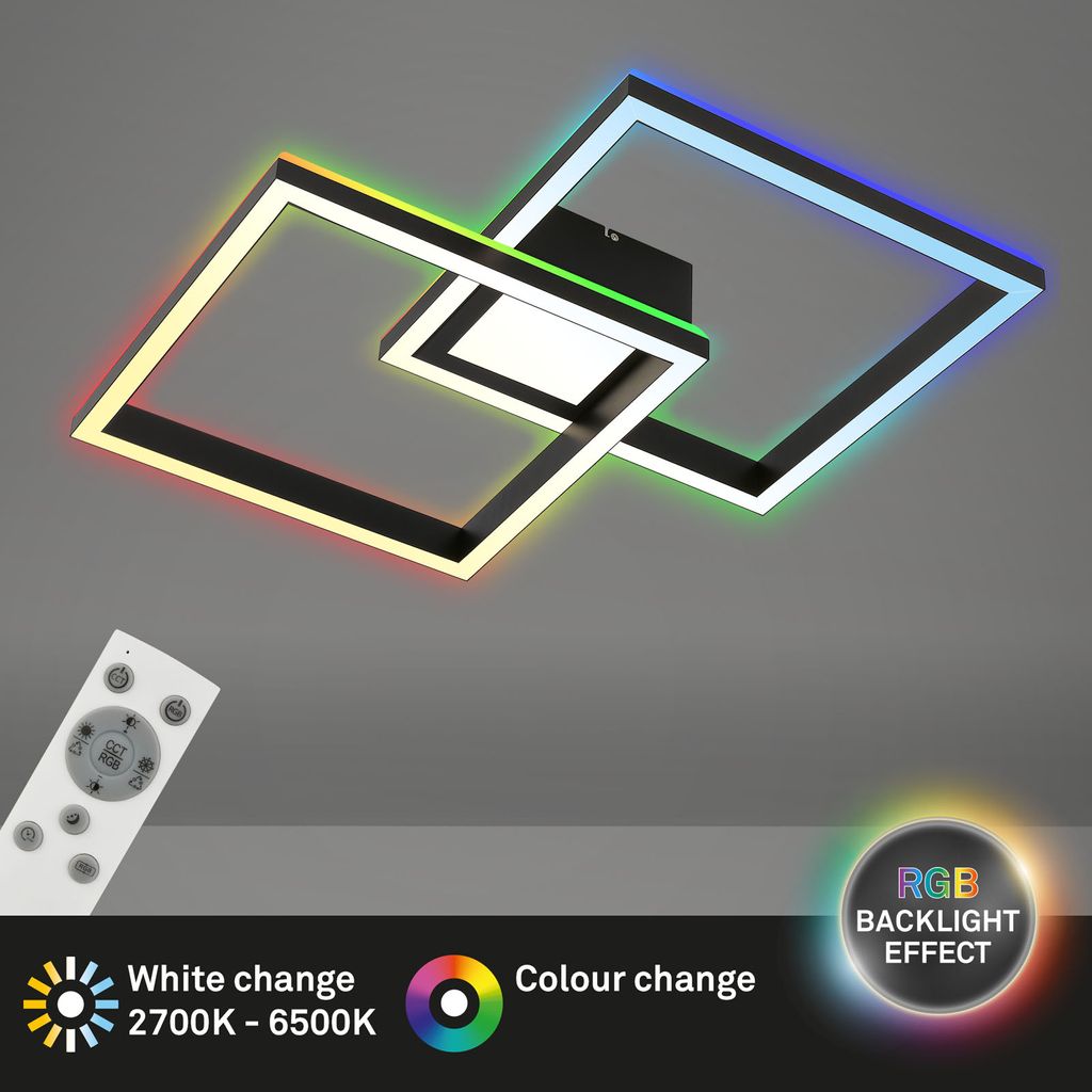 RGB CCT LED Deckenleuchte, 59,7 cm, LED-Platine, 44 W, 4400 lm, schwarz