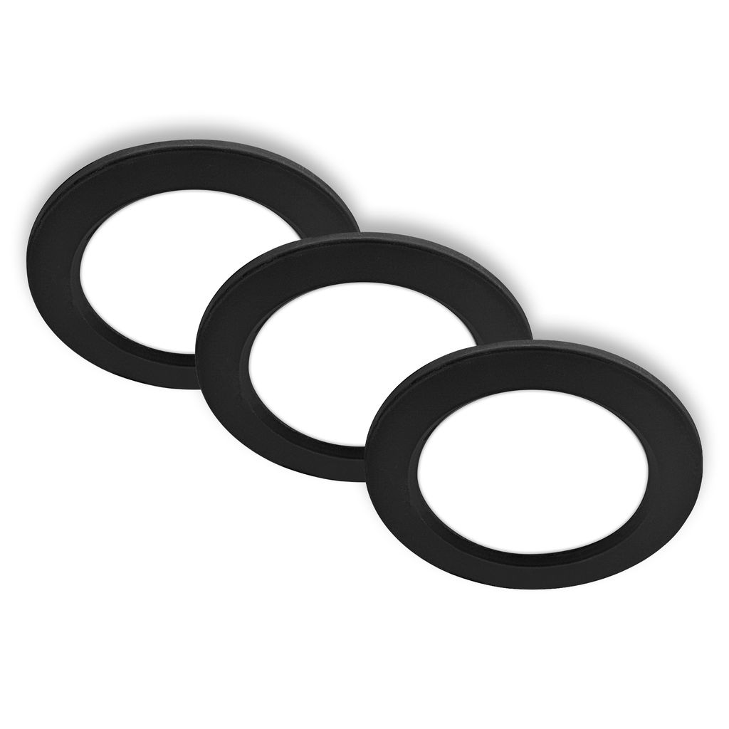 Jeft Einbauspots 110mm 3er Set - 230V, 6W, 660lm, LED, Neutralweiß, Schwarz