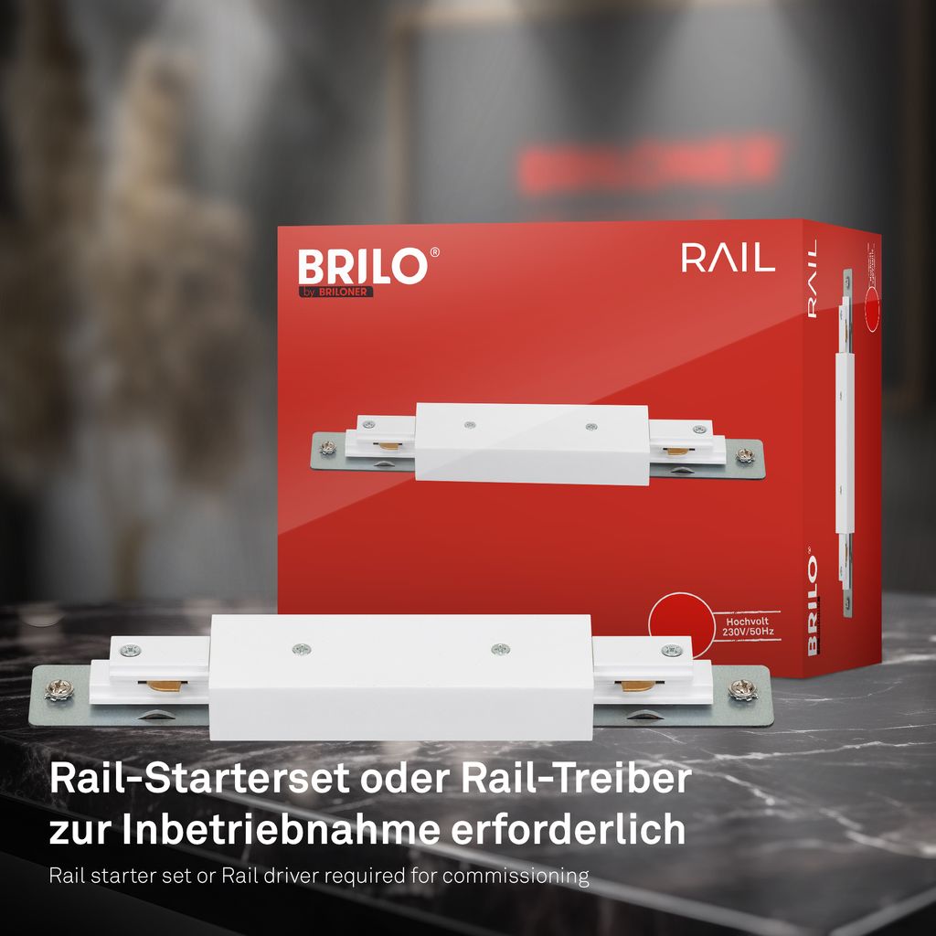 Briloner Rail Schienensystem. Erweiterungsset. 2x GU10 Spots. Schwenkbar. Drehbar. Weiß. 0.75 m 7
