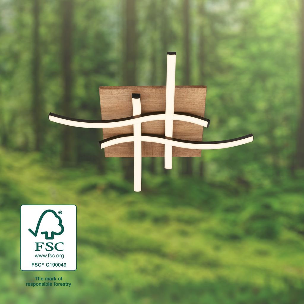 Deckenlampe Wellenförmige Deckenleuchte Schlafzimmer Wohnzimmer Warmweiß Holz 4