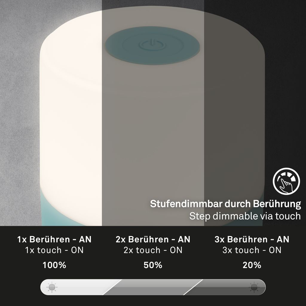 LED Akku-Tischleuchte, 7 cm, 2W, 150lm, blau