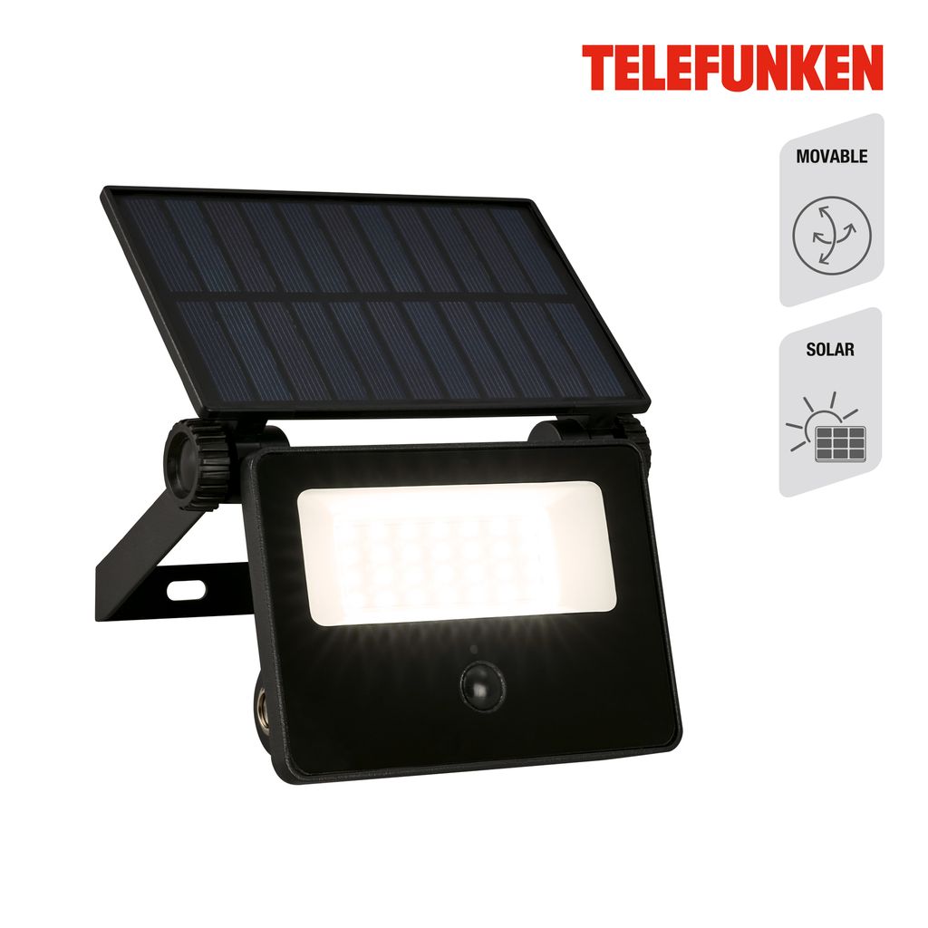 Telefunken LED Strahler Solar, Bewegungsmelder, Dämmerungssensor