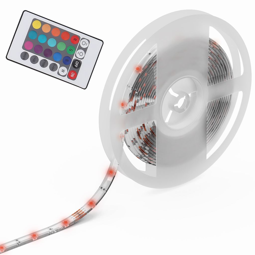 LED Streifen 5 m - dimmbar, Fernbedienung, Farbwechsel, Silikonmantel, kürzbar, RGB